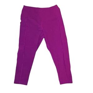 Iuga Half length side pocket leggings M Purple color fitness yoga pants